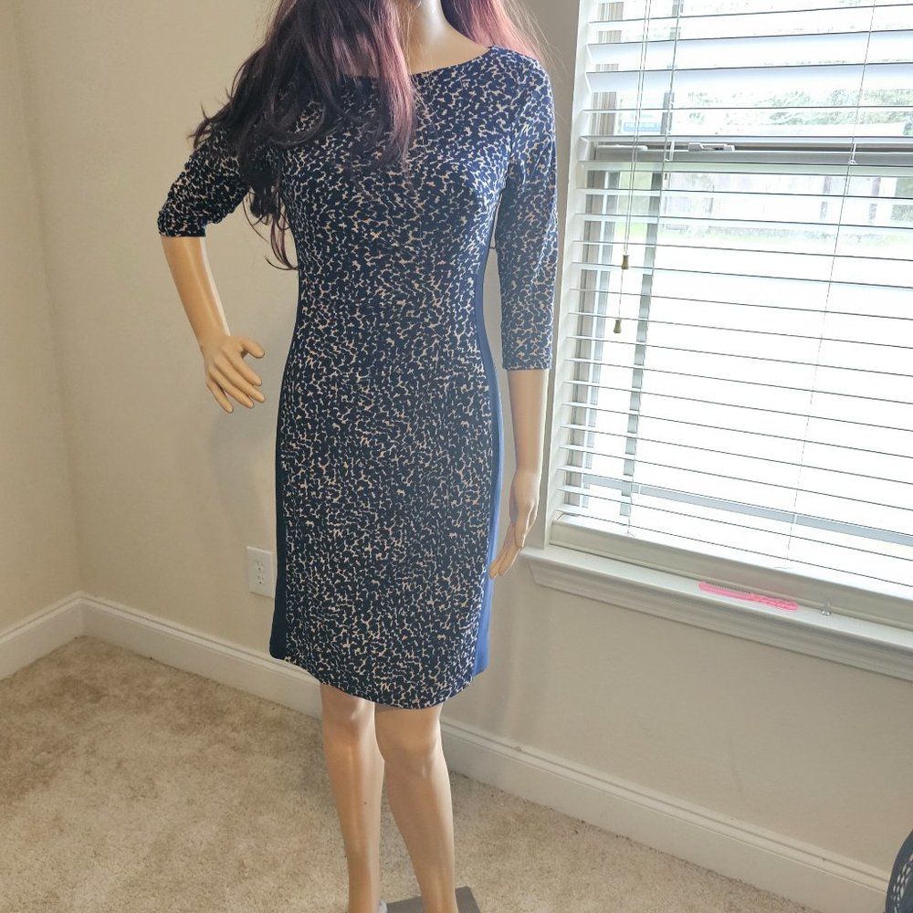 Ralph Lauren ~ Size 2 Petite ~ Black & Tan Leopard Print Dress